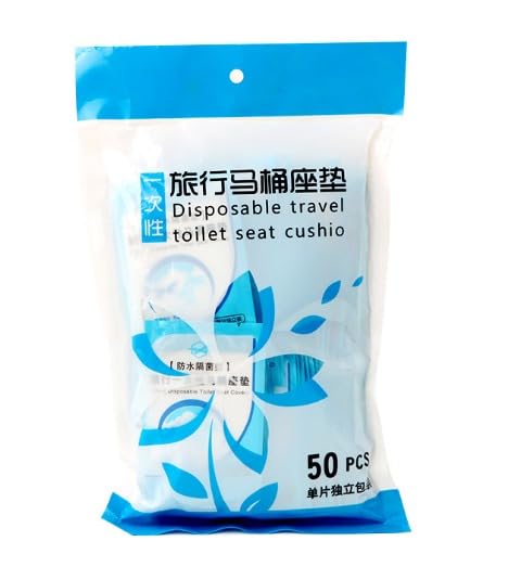 Disposable Toilet Seat Covers 50 Pcs, Waterproof Travel Toilet Seat Cover Portable Hygienic Barrier for Public Bathroom Office School Travel - image 1