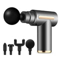 Massage Gun Mini Portable Handheld Percussion Device with 4 Heads, LCD Display and 6 Speed Levels, Cordless Muscle Massager for Neck Back Legs, Silver - image 1