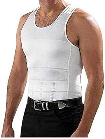 Slim Shirt For Men, Slimming Body Shaper, Tummy Control Vest, Lightweight Breathable, Seamless Invisible Under Clothes, Workout & Daily Wear (White, S) - image 7