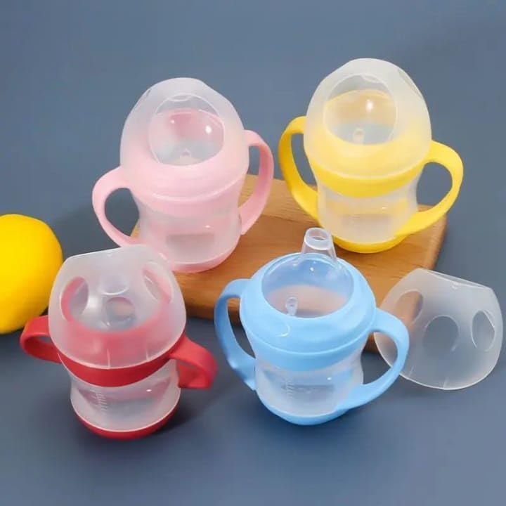 Water Bottle, Cup 160 ml with Handles, Soft Silicone Spout, Leak-Resistant BPA-Free Plastic Drinking Cup, Easy to Clean (Blue) - image 4