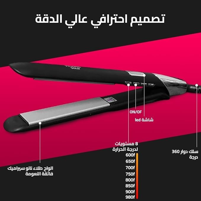 Hair Straightener 35W, Ceramic Tourmaline Flat Iron with Fast Heating and 360° Swivel Cord for Curly and Straight Hair (Black) - image 3