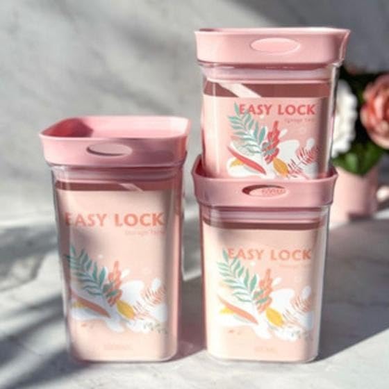 Food Storage Containers Set – Airtight Kitchen Jars With Lids, Pantry Organization Acrylic Canisters For Flour Sugar Legumes Spices Snacks, Stackable Clear Set Of 4 (400/600/800/1000ml) (Pink) - image 2