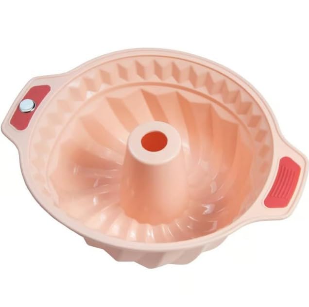Silicone Cake Pan, Non-St-Stick Swirl Cake Mold with Handle for Cakes, Jelly, Gelatin and Bread, BPA-Free, Freezer and Dishwasher Safe (Pink) - image 1