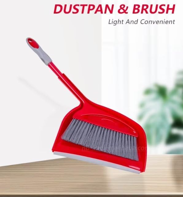 Dustpan and Brush Set with Long Handle, Plastic Broom Cleaning Kit for Floors, Office, Kitchen and Balcony, BPA-Free ABS Design - image 2