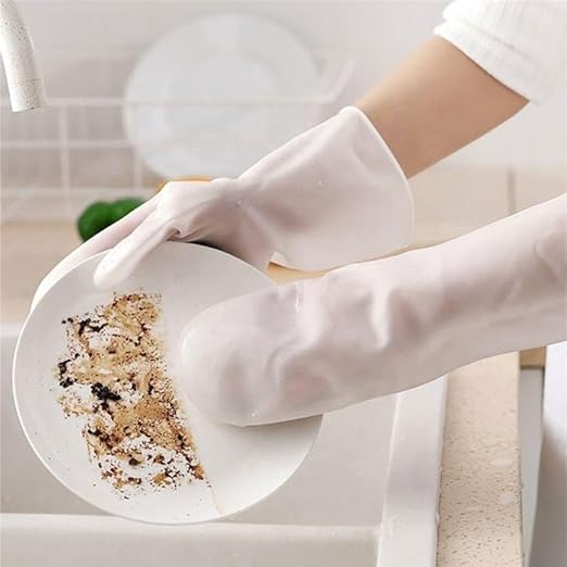 Silicone Dishwashing Gloves with Scrubber – Waterproof Heat Resistant Reusable Cleaning Gloves for Kitchen Sink Pots Pans Fruit Car Pet Bathroom (Red) - image 6