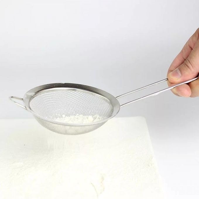 Fine Mesh Strainer Set 3 Piece, Stainless Steel Kitchen Sieves with Long Handles for Tea, Juice, Flour, Baking and Food Straining - image 8