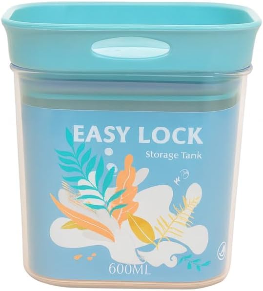 Airtight Food Storage Containers 4 Piece, Clear Stackable Acrylic Canister Set with 400ml, 600ml, 800ml and 1L Jars for Flour, Sugar, Pulses, Spices and Snacks, Blue - image 6