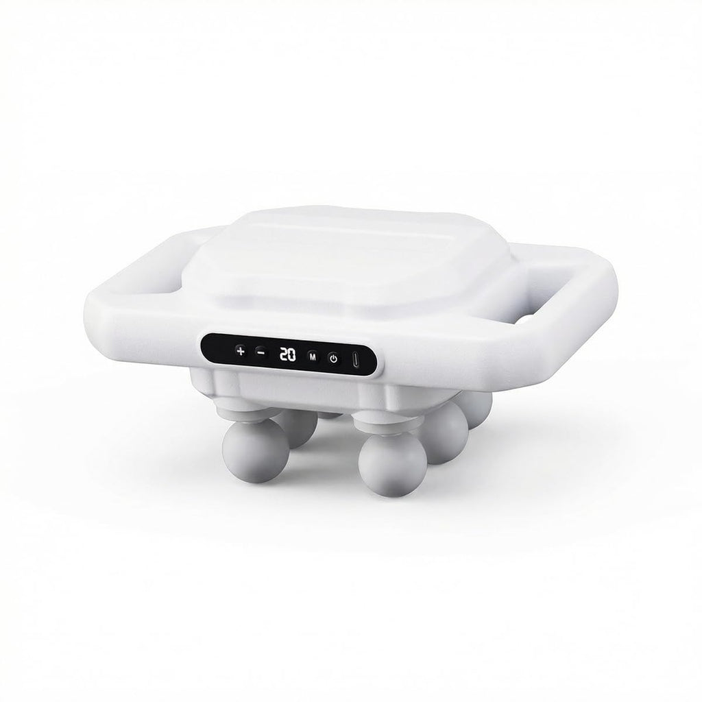 Massage Gun with 6 Heads, Handheld Low-Noise Vibration Body Massager for Back, Neck, Shoulders, Arms and Legs, Portable Muscle Relaxation Device, JBY-328, White - image 1