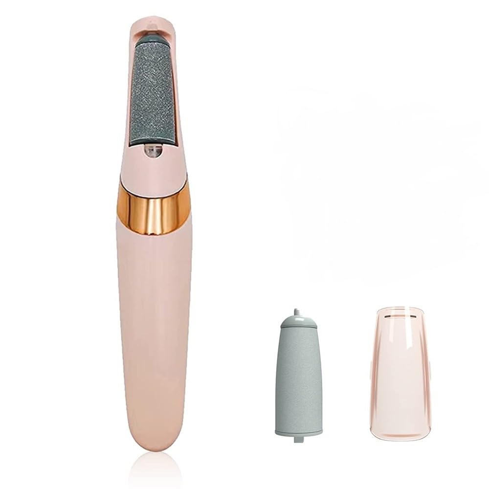 Electric Foot File, USB Rechargeable Callus Remover with 2 Roller Heads, 2 Speeds, LED Light, Waterproof Wet and Dry Pedicure Tool for Rough Heels, Pink - image 1