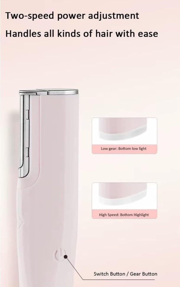 Facial Hair Remover for Women, USB-C Rechargeable Sonic Electric Shaver with 2 Speeds for Face, Arms, Legs and Bikini Line, Portable Body Grooming Tool, LY-T01-A (Dark Pink) - image 3