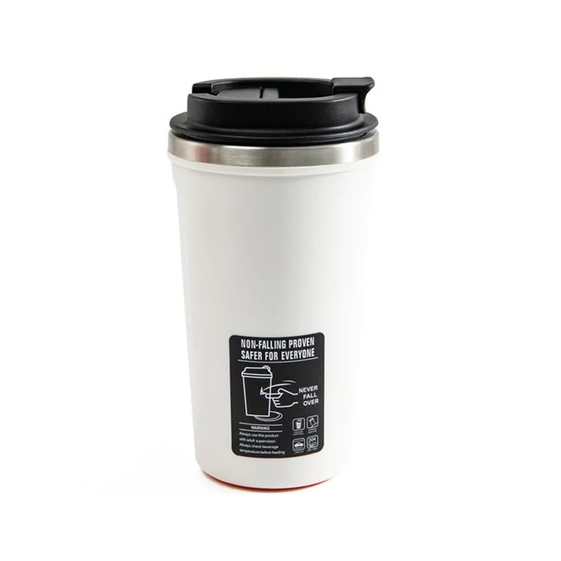 Travel Mug 520ml, Stainless Steel Thermal Coffee Cup with Suction Base and Leak-Resistant Lid for Hot and Cold Drinks, Office, Home and Car, White - image 1