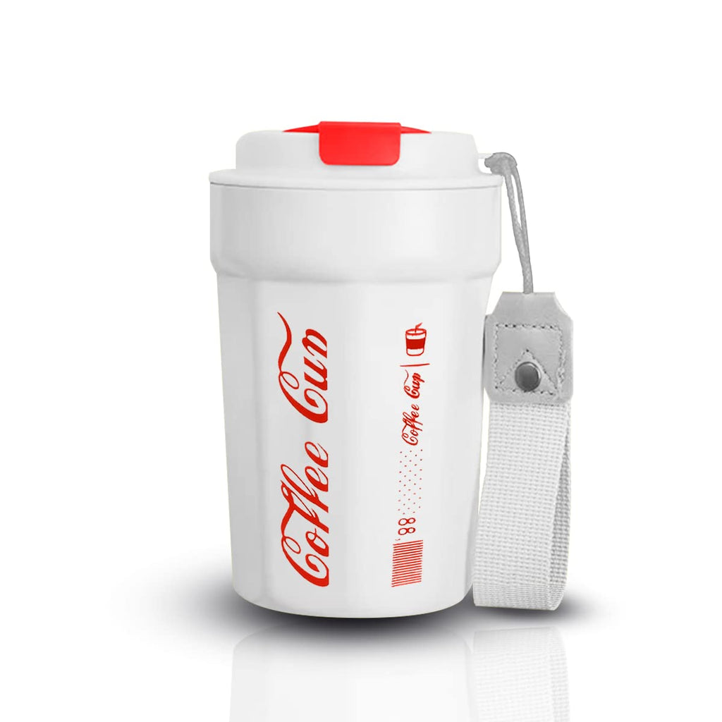 Insulated Travel Mug 380ml Stainless Steel Thermal Coffee Tumbler Leakproof Lid Double Wall Vacuum BPA Free Hot Cold Drinks Office Gym Car White - image 1