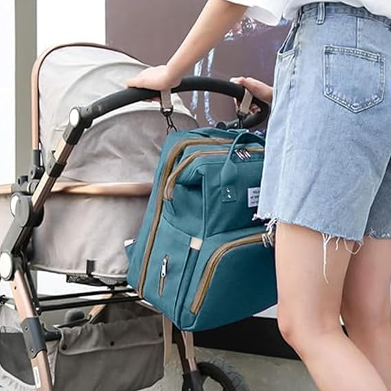 Diaper Bag Backpack with Changing Station and Portable Bassinet, Large Capacity Water-Resistant MatMom and Dad (Green) - image 7