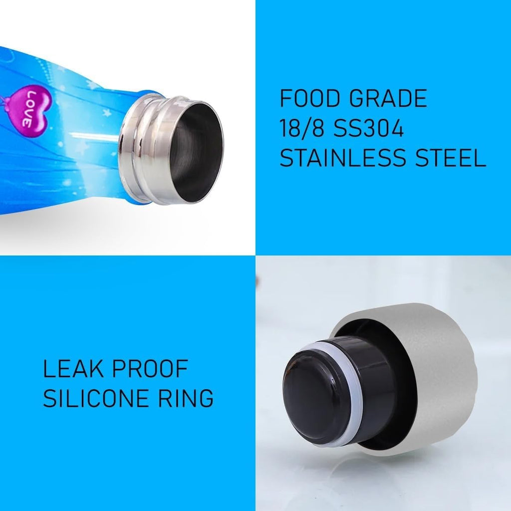 Water Bottle 500 ml, Vacuum Insulated Stainless Steel Sports Flask with Double-Wall Leakproof BPA-Free Design for Hot and Cold Drinks, Gym, Office, School, Travel and Outdoor Use (Blue Tinker Bell) - image 3