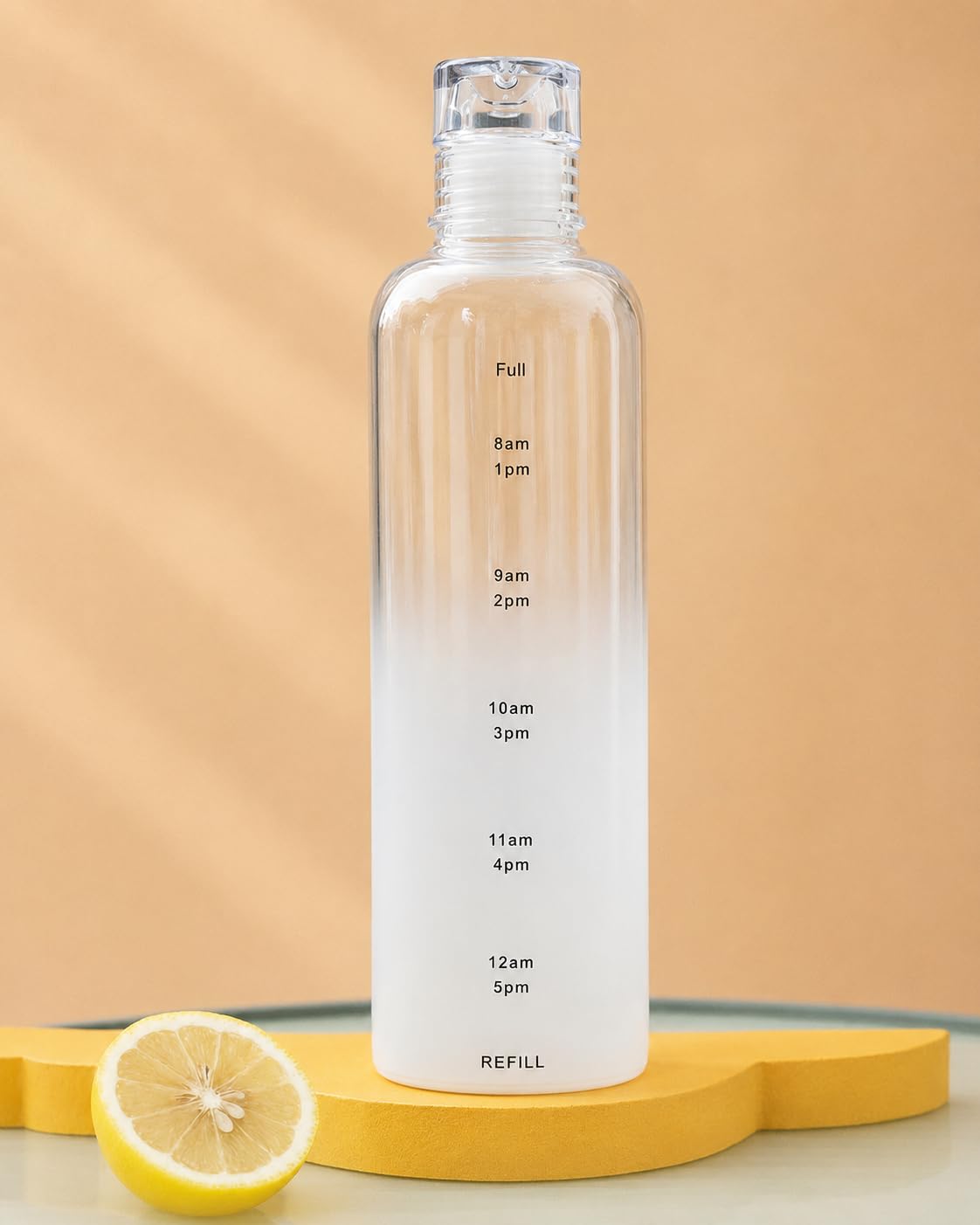 Water Bottle with Hourly Time Markers 500ml - Sport Water Bottle, Leak Proof lid & Reusable, BPA Free, Motivational Flask with Wide Mouth (White) - image 6