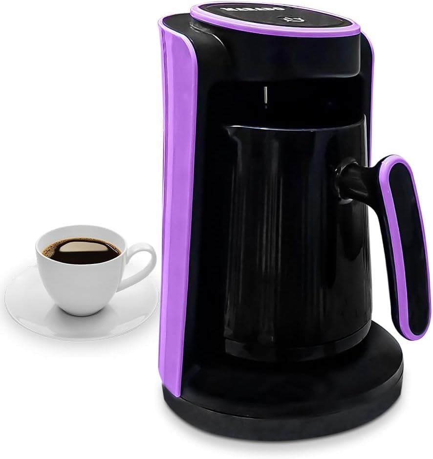 Turkish Coffee Maker 600W Electric Pot 280ml, Up to 4 Cups, Anti-Overflow Sensor and Safety System, for Home and Office (Purple) - image 1