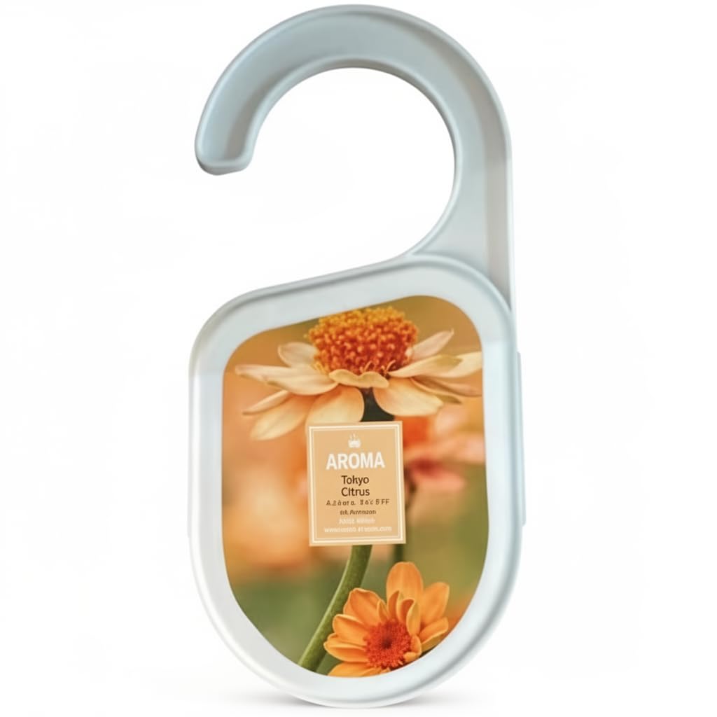 Air Freshener With Hanger, Closet Freshener for Drawers, Wardrobes, Bathrooms, Cars and Rooms, Long Lasting Hanging Deodorizer (Tokyo Citrus) - image 1
