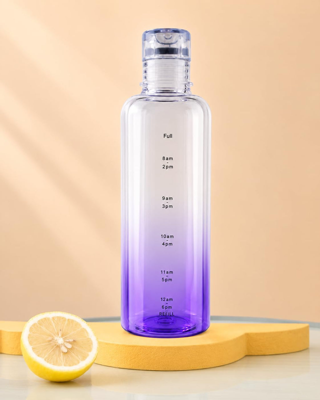 Water Bottle 500 ml with Time Markers, Leak-Proof Lid, BPA Free - Reusable Wide Mouth Sport Flask for Gym, Office & Travel (Purple) - image 6
