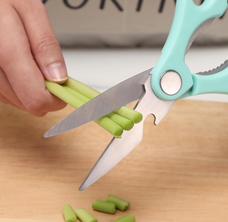 Kitchen Scissors Stainless Steel, Multi-Function Poultry Shears with Magnetic Cover, Nut Cracker, Bottle Opener and Ergonomic Grip for Chicken, Meat, Herbs and Vegetables, S-233 - image 3
