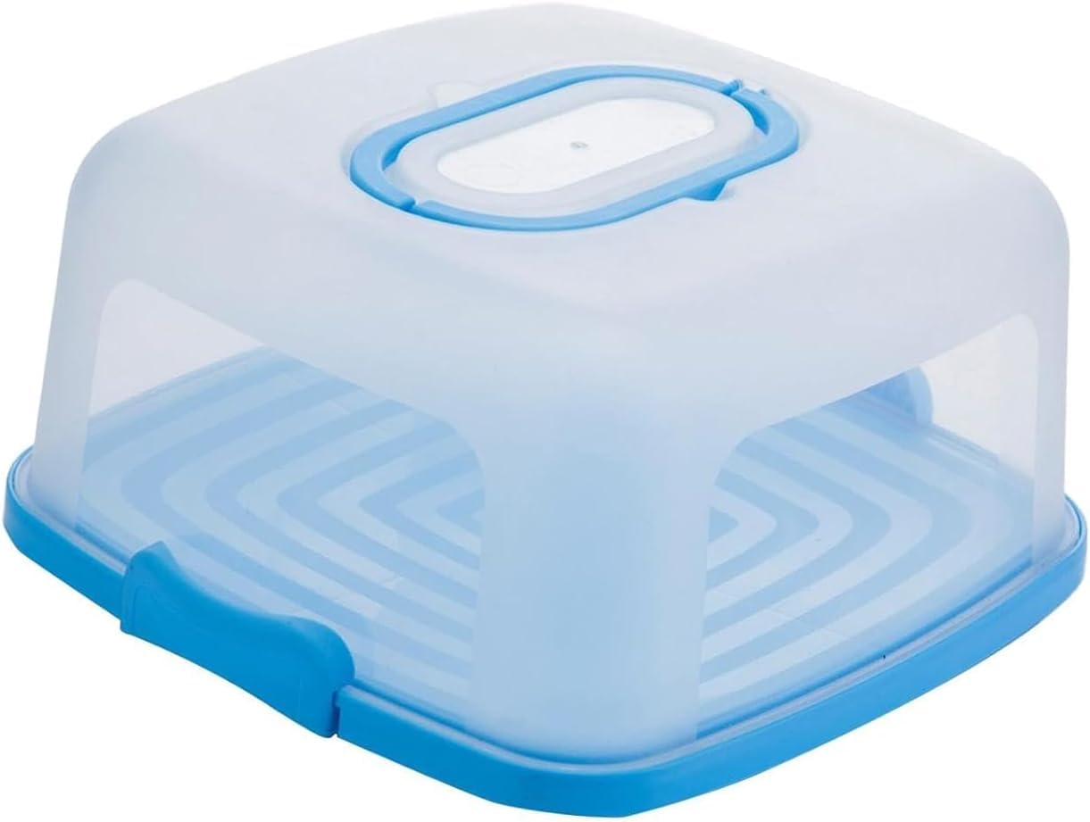 Cake Carrier Box Square with Lid and Handle Storage Container for Cupcakes Pastries Food-Safe Leakproof BPA-Free for Parties Picnics Events Blue - image 1
