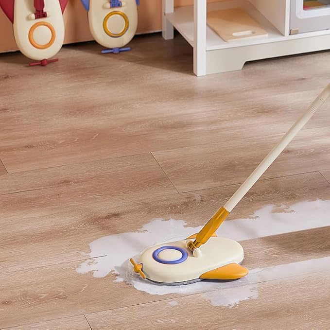 Microfiber Mop, Airplane Design Small Floor Cleaning Mop with Soft Rubber Handle, Lightweight Housework Helper for Home, Kitchen and Room, Yellow - image 2