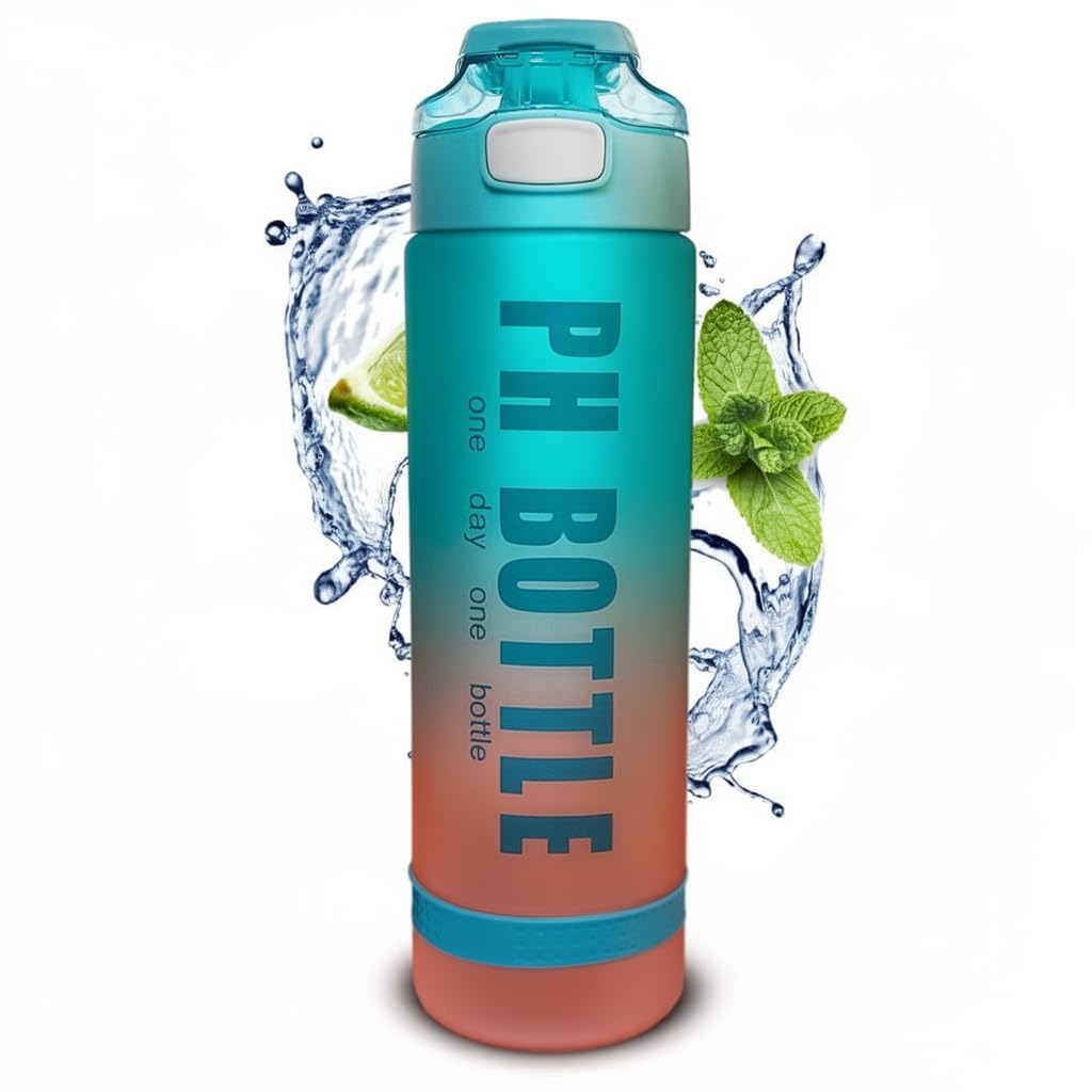 Sports Water Bottle 1 Litre with Time Markers, Motivational Water Bottle, BPA Free Leakproof Portable Drinking Bottle for Gym, Bike, Camping, Travel and Outdoor Use - image 1