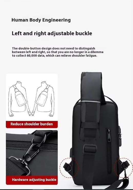 Crossbody Sling Backpack Anti-Theft with USB Charging Port and Password Lock, Waterproof Chest Shoulder Waist Bag for Men Women, Travel Gym (Black Brown) - image 5