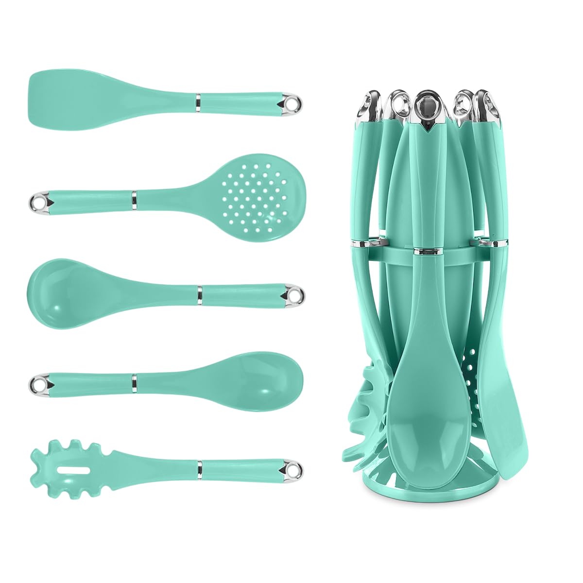 Kitchen Utensils, Silicone Cooking Utensils with Holder, Non-stick Cookware Friendly & Heat Resistant, Kitchen Silicone Set 6-Piece, Modern Design (Green) - image 1