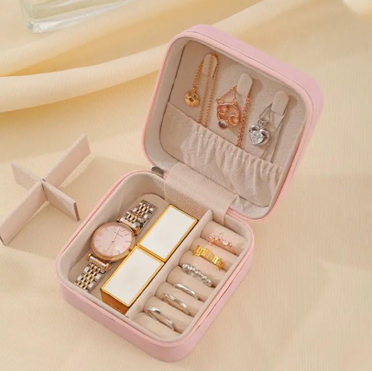 Jewelry Box Organizer, Portable Mini Travel Case with Multi-Compartment Storage for Rings, Earrings, Necklaces and Bracelets, Blue - image 2