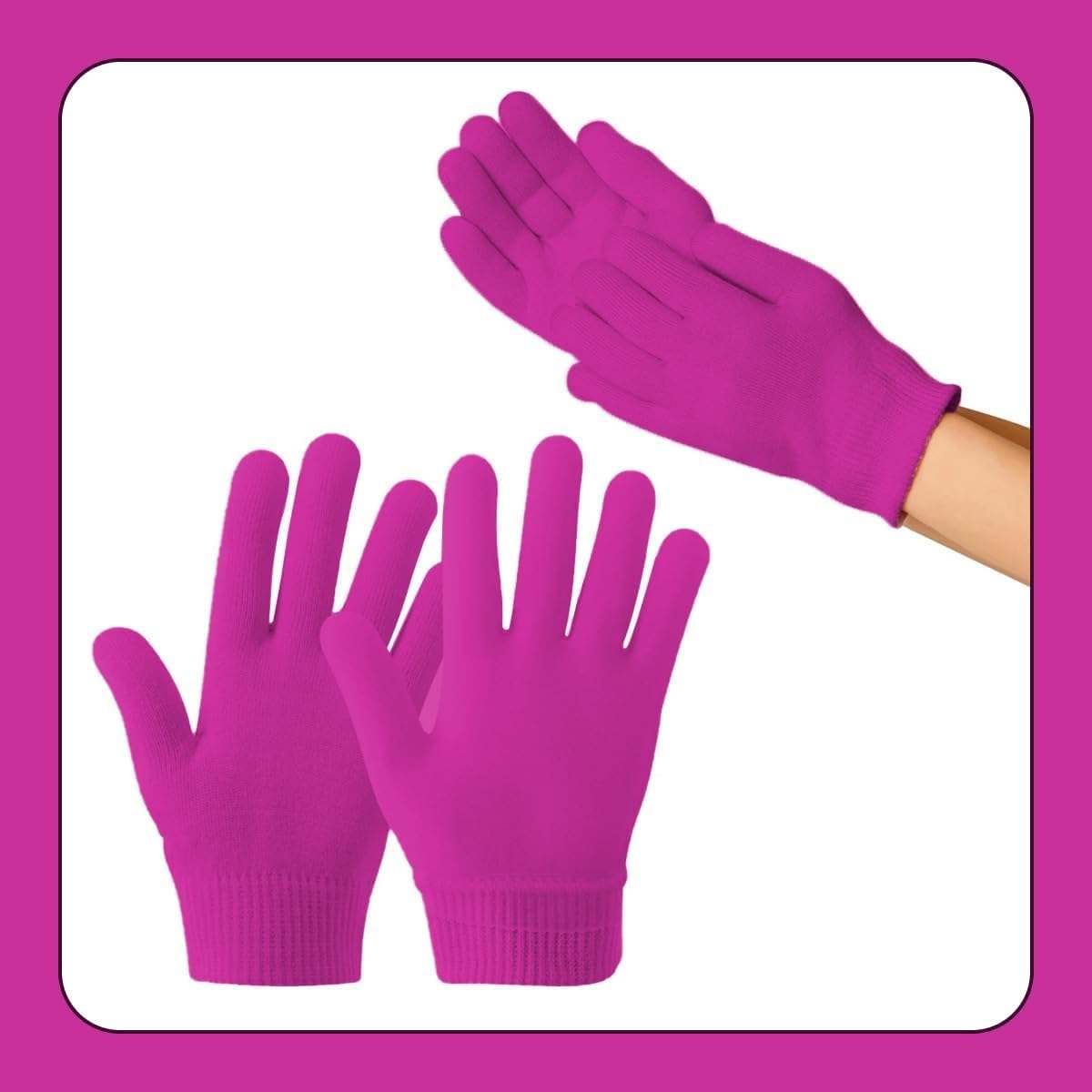 Moisturizing Gloves Spa Gel Hand Mask with Jojoba Oil Olive Oil and Vitamin E, Reusable Hand Care Gloves for Dry Rough-Feeling Hands, One Size (Pink) - image 7