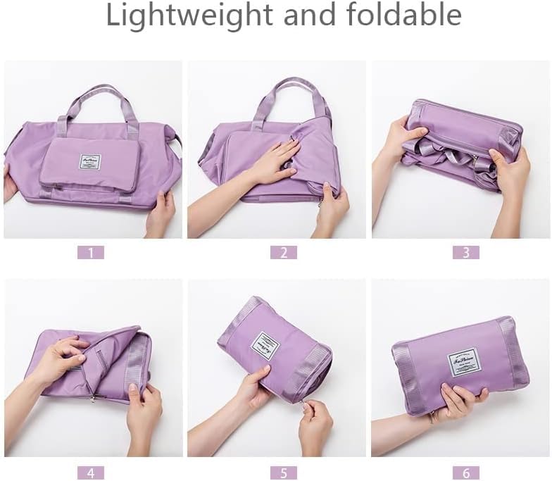 Travel Bag Women Large Capacity Waterproof Foldable Sports Gym Duffle Hand Bag With Side Pocket Lightweight Carry On (Purple) - image 2