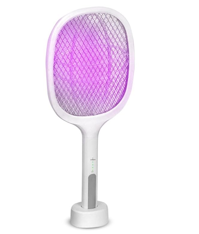 Electric Mosquito Swatter - 2 in 1 Mosquito Killer Racket and Lamp with Base 3 Layer Mesh 2W Power for Home, Indoor & Outdoor - image 1