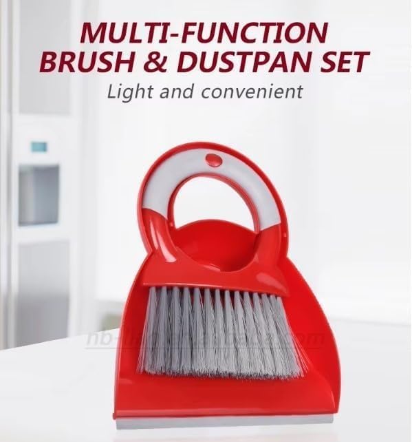 Dustpan and Brush Set, Mini Handheld Broom with Compact ABS Pan for Desk, Keyboard, Car, Sofa, Table and Small-Space Cleaning, Red, C130008 - image 5