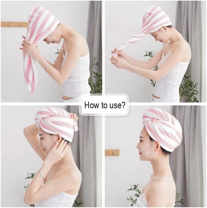 Microfiber Hair Towel Wrap for Women, Absorbent Quick-Dry Turban with Button Closure for Wet, Long and Curly Hair, Lightweight and Machine Washable, Multicolour - image 3