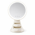 Makeup Mirror with Lights and Organizer, LED Vanity Mirror with Touch Control, 3 Light Modes, Adjustable Angle and Cosmetic Storage for Dressing Table, X-611, White - image 1