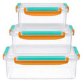 Food Storage Container Set, 3 Pcs Refrigerator Crisper Box with Airtight Seal, Triangle Fridge Organizer for Vegetables and Fruit, Microwave and Dishwasher Safe, Easy to Clean, Food Grade (Orange) - image 1