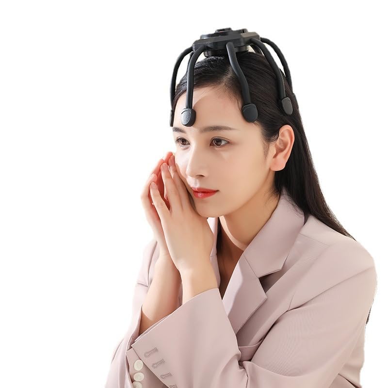 Electric Head Massager, Scalp Massage Tool with 3 Vibration Modes and 8 Flexible Claws, Lightweight ABS Portable Head Scratcher for Home, Office and Travel, LM-080 (Black) - image 5