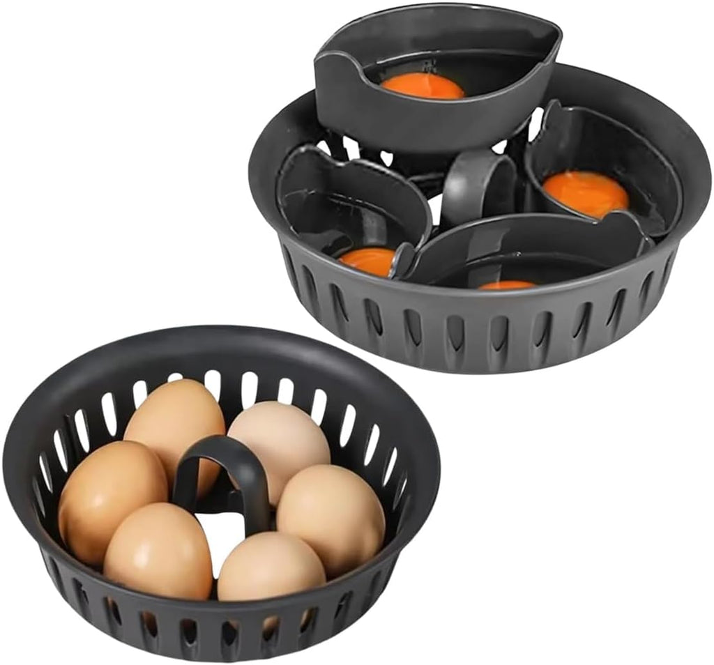 Egg Cooker with Handle, 2 in 1 Egg Maker with Removable Holder for Boiled, Scrambled and Omelette Eggs, Compact Breakfast Kitchen Accessory, Grey - image 1