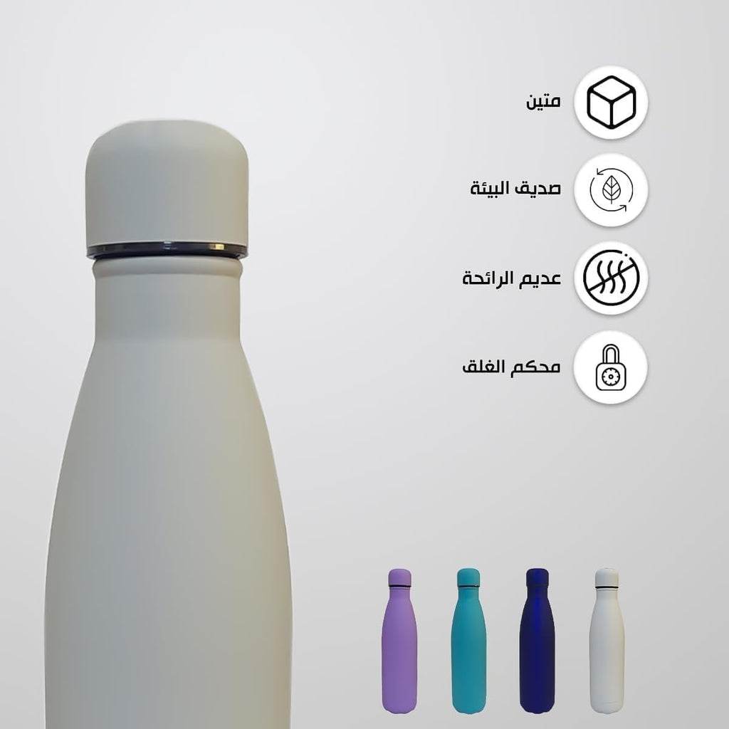 Water Bottle 500ml, Vacuum Insulated Stainless Steel Flask with Leakproof Lid, Double-Wall Design and Wide Mouth for Hot and Cold Drinks, Gym, Office and Travel, White - image 3