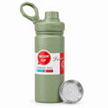 Water Bottle 550 ml, 304 Stainless Steel Vacuum Insulated Flask with Leakproof Lid and Carry Loop, BPA-Free Sports Bottle for Gym, School, Office and Travel, F-742, Green - image 1