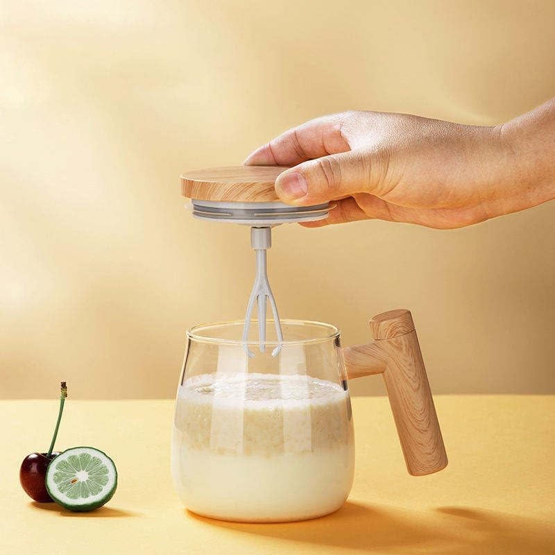 Self Stirring Mug 400 ml, Automatic Mixing Cup, High Borosilicate Glass Electric Coffee Cup With Lid, Portable For Travel, Home, Office, Gym - image 6