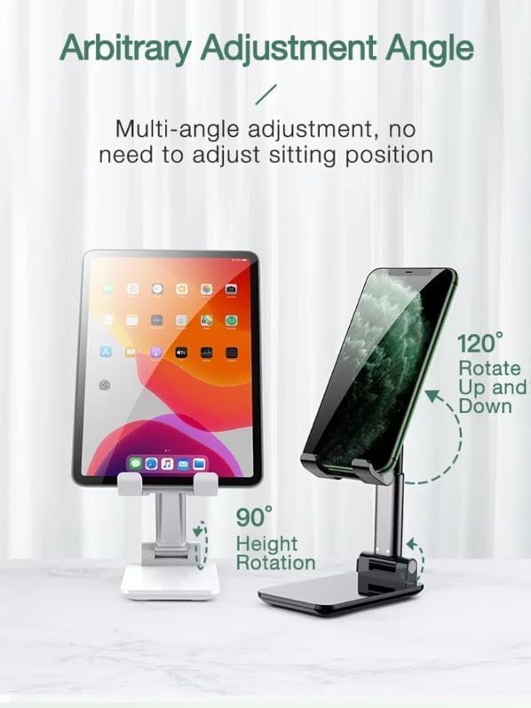 Phone Stand for Desk, Foldable Adjustable Mobile and Tablet Holder, Lightweight Plastic Cradle for Video Calls, Watching, Reading and Office Use, PS, Green - image 5