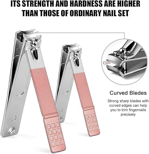 Manicure Set, Stainless Steel Nail Care and Pedicure Kit for Fingernails, Toenails, Eyebrows and External Ear Grooming, Men and Women, Rose Gold - image 2