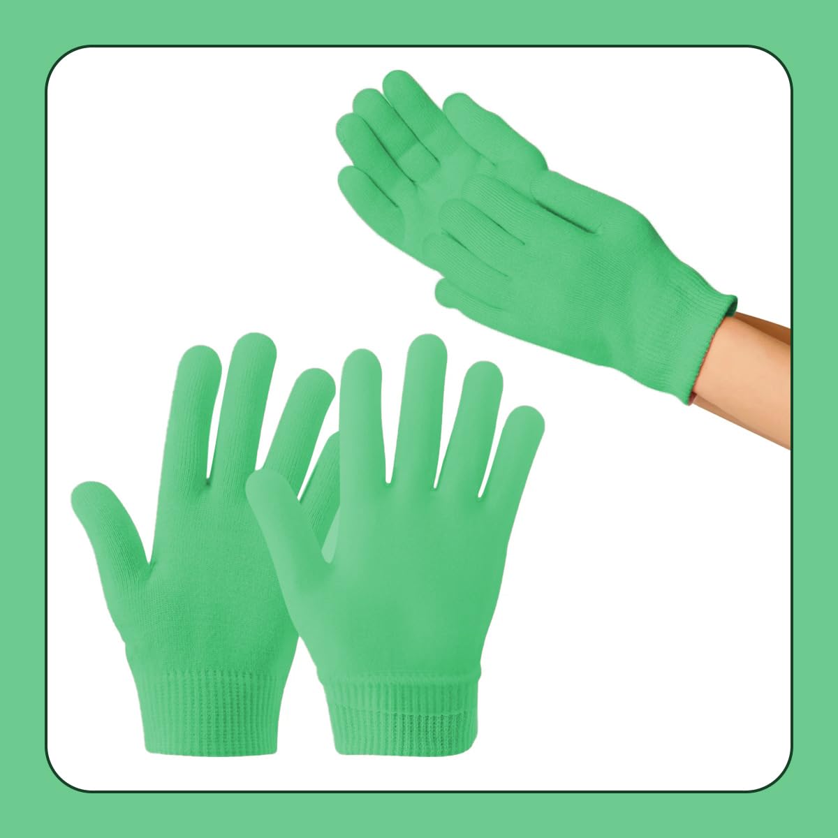 Moisturizing Spa Gel Gloves – Deep Hand Treatment with Jojoba Oil, Olive Oil & Vitamin E, Softer Hands in 20 Minutes, One Size Fits All (Green) - image 7