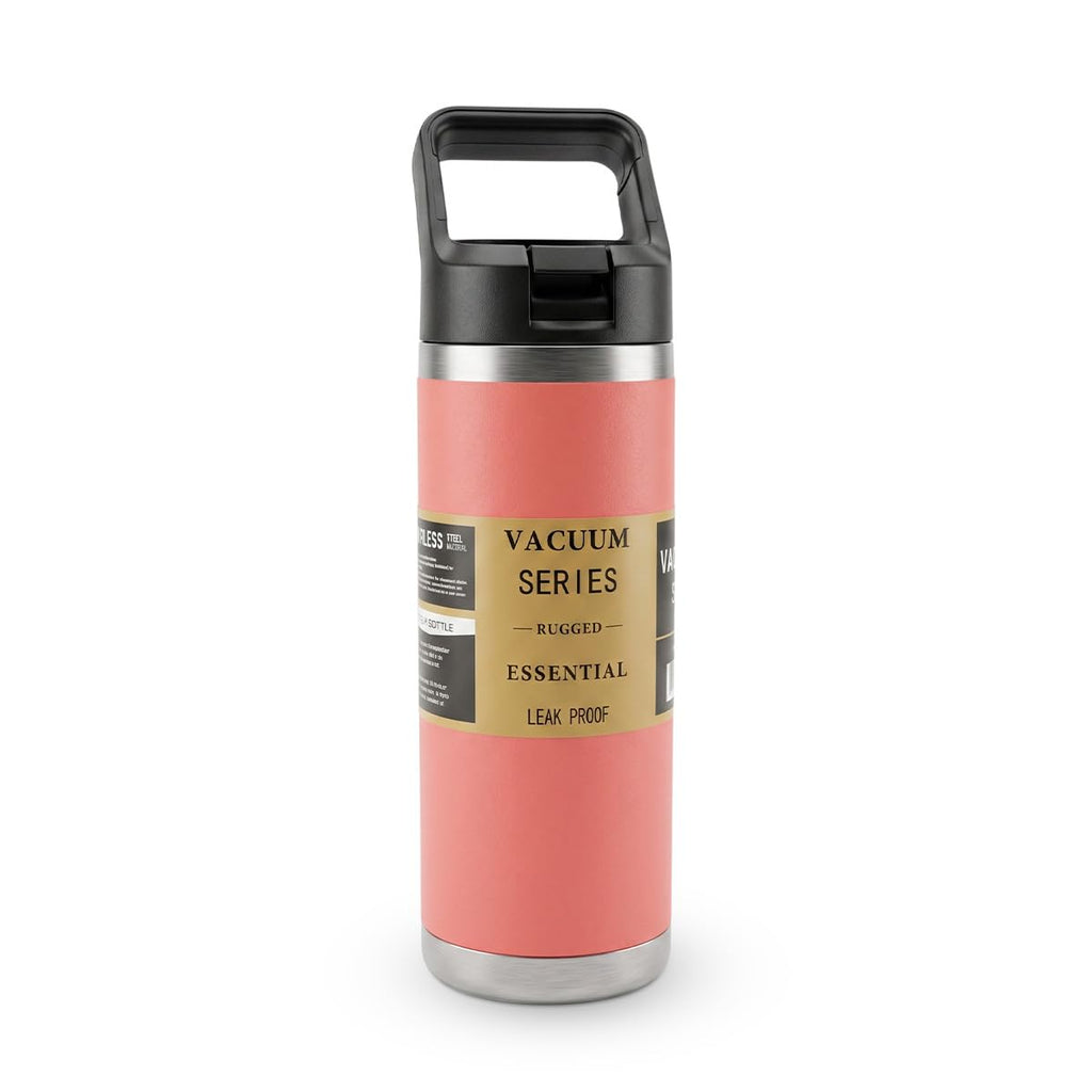 Water Bottle 540ml, Double-Wall Insulated Travel Flask with Straw Lid, Reusable Sports Bottle for Gym, Office, School and Daily Use, F-1550 (Orange) - image 1
