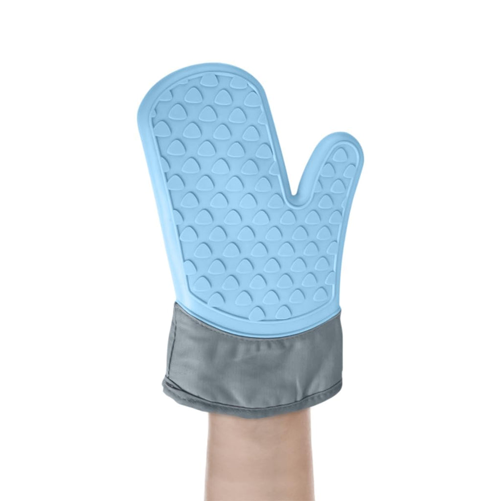Oven Gloves - Silicone Oven Mitts Heat Resistant, Long & Non-Slip Kitchen Gloves with Soft Cotton Lining, Durable and Machine Washable for Cooking, Baking and BBQ (Light Blue) - image 1