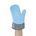 Oven Gloves - Silicone Oven Mitts Heat Resistant, Long & Non-Slip Kitchen Gloves with Soft Cotton Lining, Durable and Machine Washable for Cooking, Baking and BBQ (Light Blue) - image 1