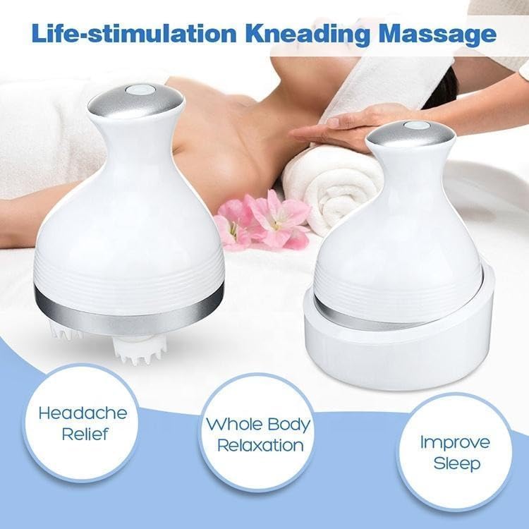 Scalp Massager Handheld Head Massage Tool, 3D Kneading Motion, Relaxing Daily Scalp Care for Stress Relief, Home and Travel Use (Pink) - image 3