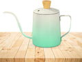 Tea Pot 350ml, Stainless Steel Coffee Pour Over Pot with Lid, Long Narrow Spout and Compact Classic Design for Home, Office and Travel, Green - image 1
