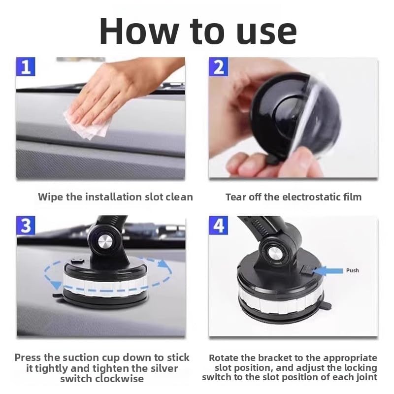 Car Phone Holder - Universal 360 Degree Strong Suction Cell Phone Holder Dashboard & Windshield, GPS Smart Phone Stand Car Mount, Safe & Stable, JX-601 - image 6